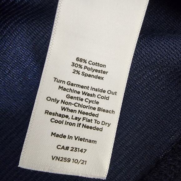 Talbots Womens High Neck Button Shoulder Top Small Navy Blue Ribbed Sleeveless - Picture 8 of 8